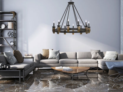 60W X 12 Cruz Metal/Wood Chandelier