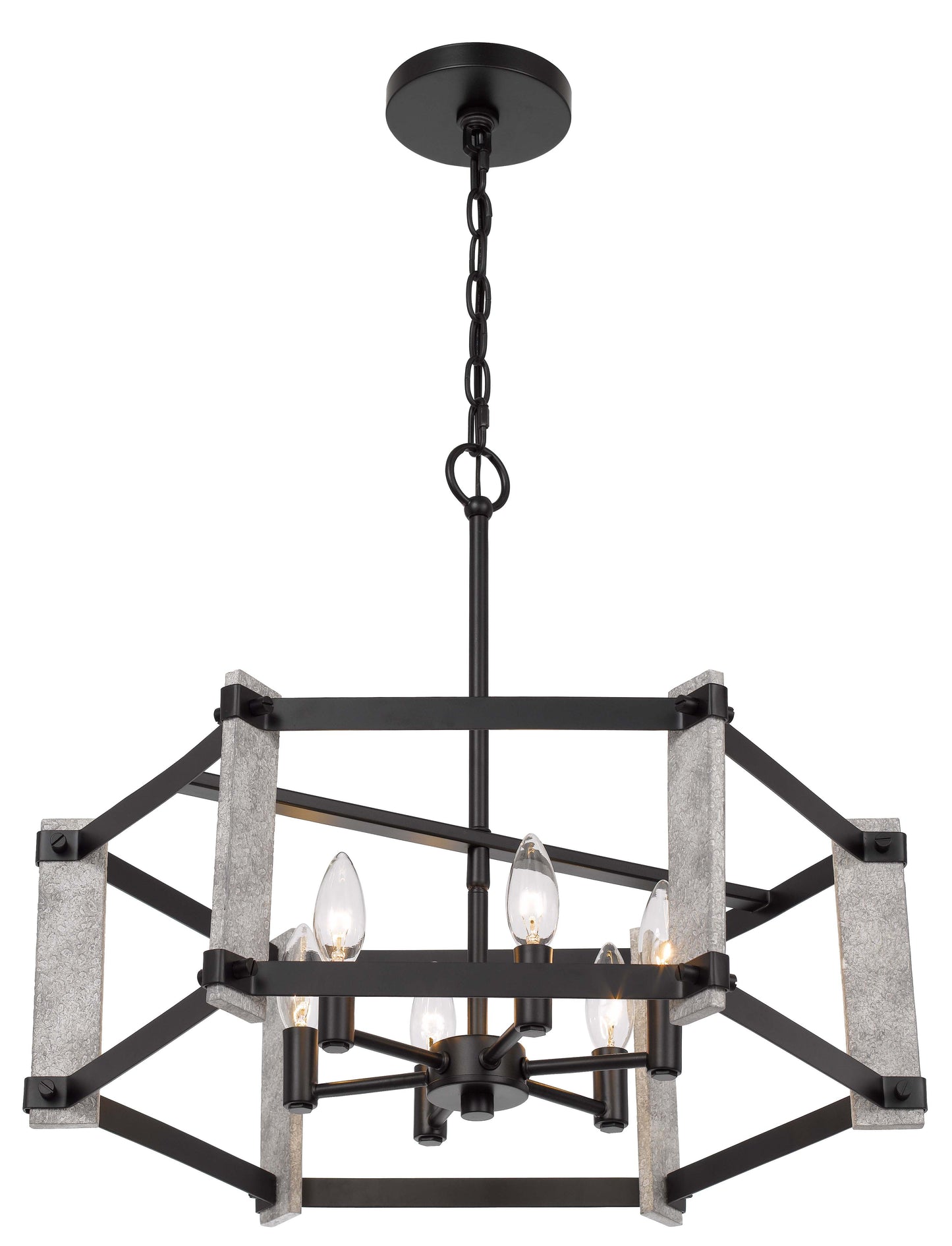60W X 6 Rutland Hammered Metal Chandelier