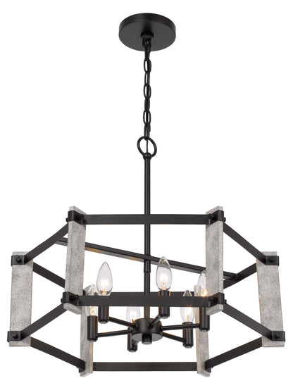 60W X 6 Rutland Hammered Metal Chandelier