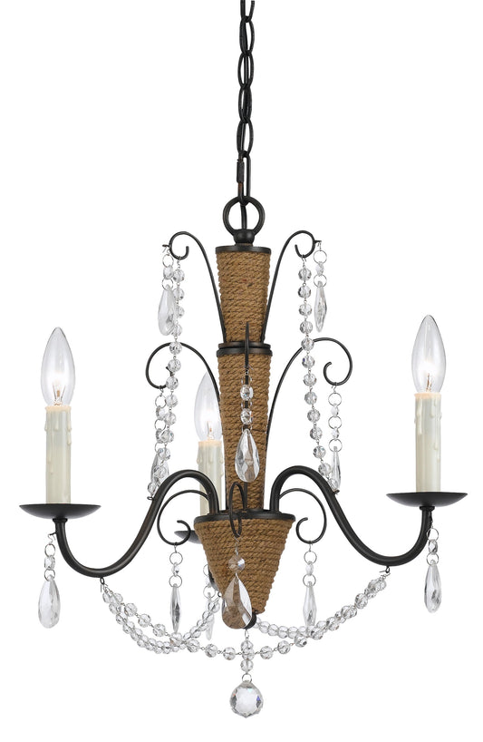 60W X 3 Antigo Rattan/Crystal Chandelier
