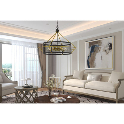 60W X 6 Caserta Metal Chandelier With Mesh Shade (Edison Bulbs Not Included)