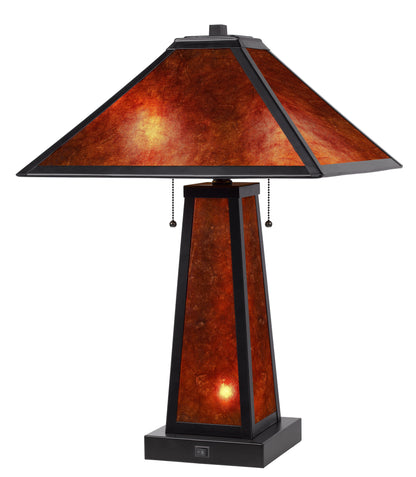 60W X 2 Nogales Mission Style Mica Table Lamp With 7W Night Light (Night Light Bulb Included)