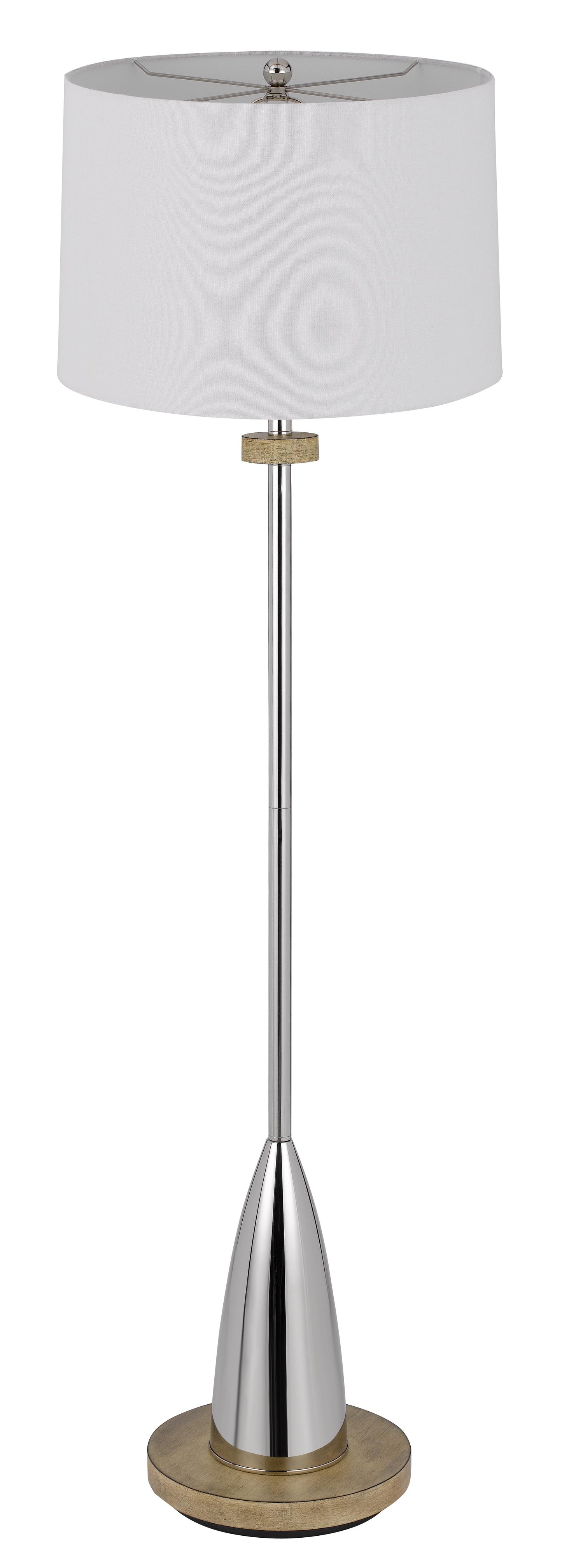 150W 3 Way Lockport Metal Floor Lamp With Rubber Wood Base