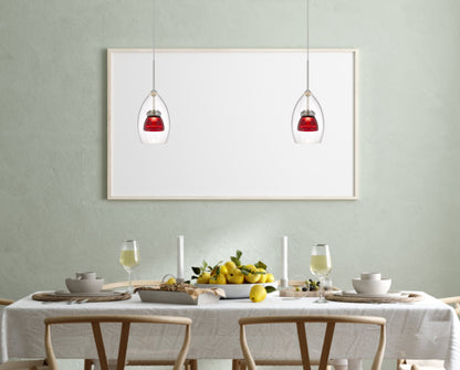 13" Height Metal and Glass Mini Pendant in Clear B