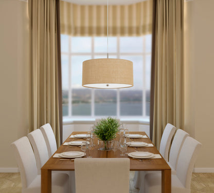 60W X 3 Addison Burlap Drum Pendant