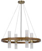 40W X 8 Hempstead Birch Wood Cylinder Chandelier With Adjustable Steel Cable And Glass Shades