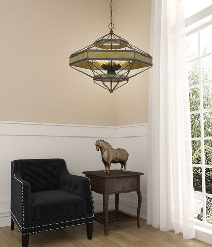 Alicante 60W X 6 Pine Wood/Metal Chandelier  (Edison Bulbs Not Included)