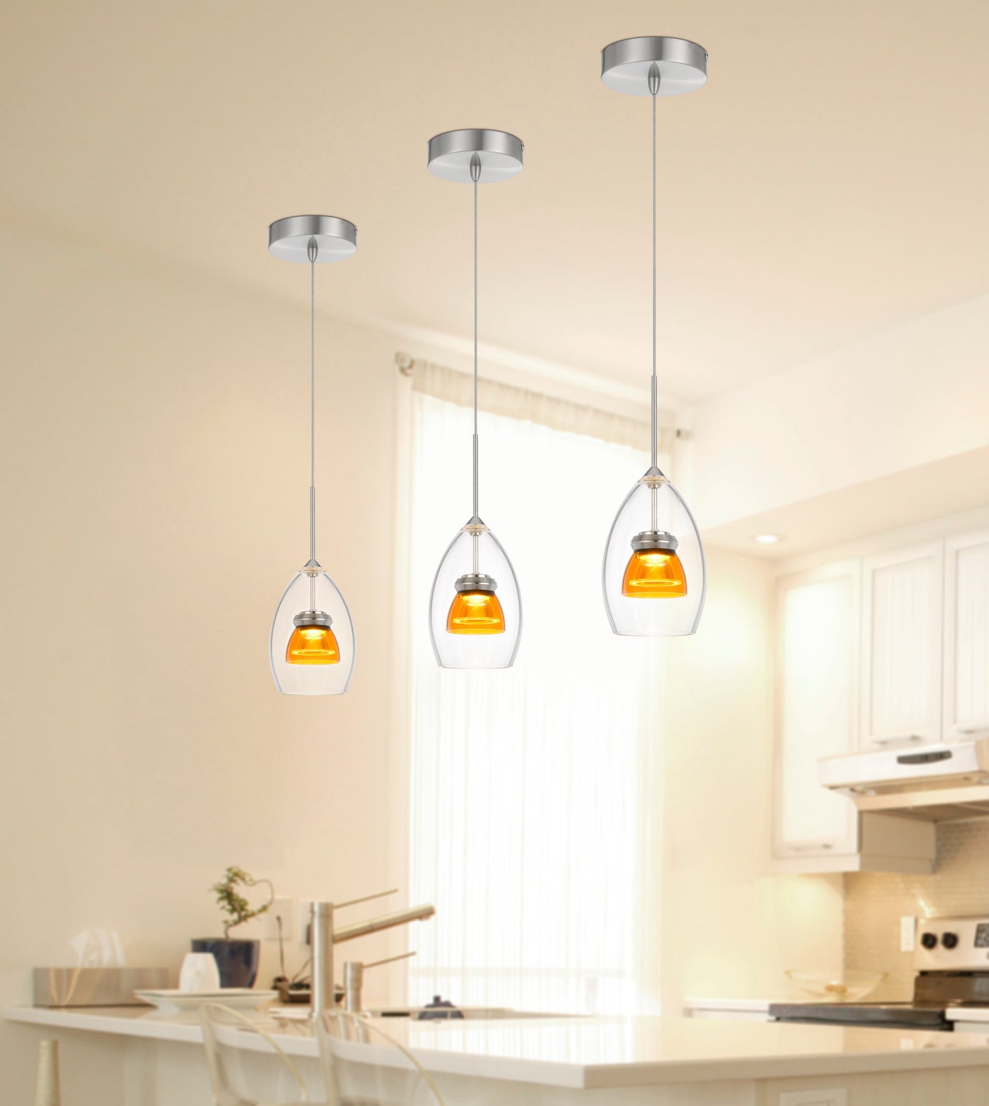 13" Height Metal and Glass Mini Pendant in Frosted