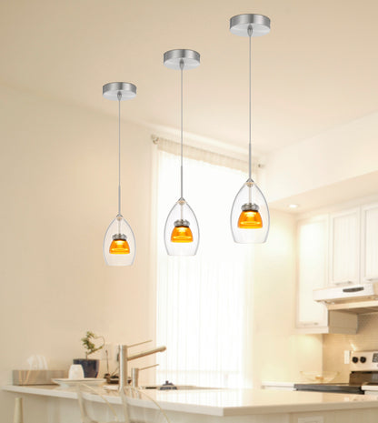 13" Height Metal and Glass Mini Pendant in Frosted