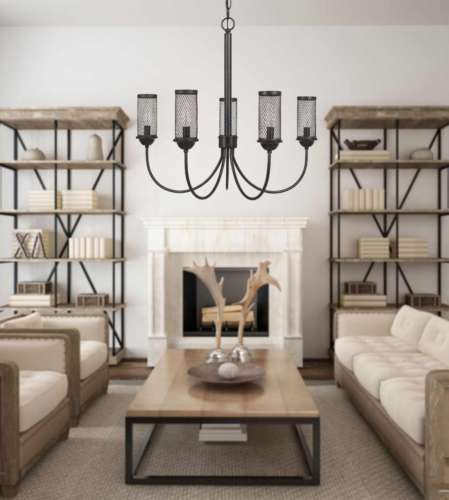 Fulton Metal Chandelier With Mesh Metal Shade