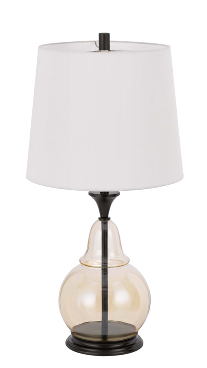 150W 3 Way Kittery Glass Table Lamp With Hardback Fabric Shade
