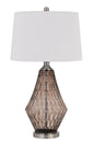 150W 3 Way Conover Glass Table Lamp With Hardbadk Taper Drum Fabric Shade