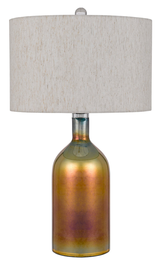 Inzago Glass Table Lamp With Linen Hardback Drum Shade