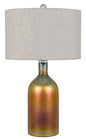 Inzago Glass Table Lamp With Linen Hardback Drum Shade