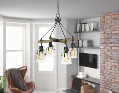 60W X 4 Aosta Metal Chandelier With Bubbled Glass Shades (Edison Bulbs Are Not Included)