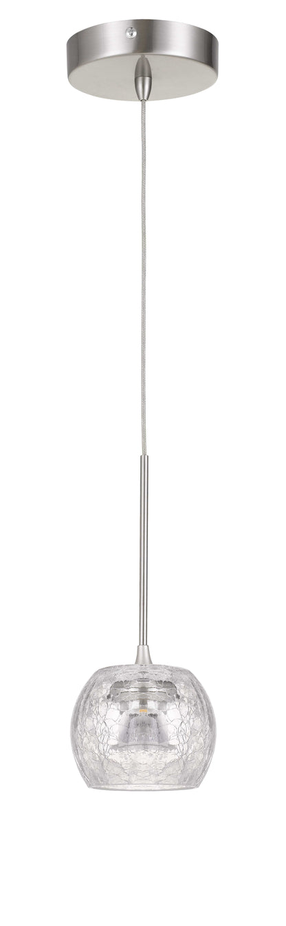 Ithaca Dimmable LED Glass Mini Pendant With Clear Crackle Glass