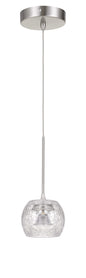 Ithaca Dimmable LED Glass Mini Pendant With Clear Crackle Glass