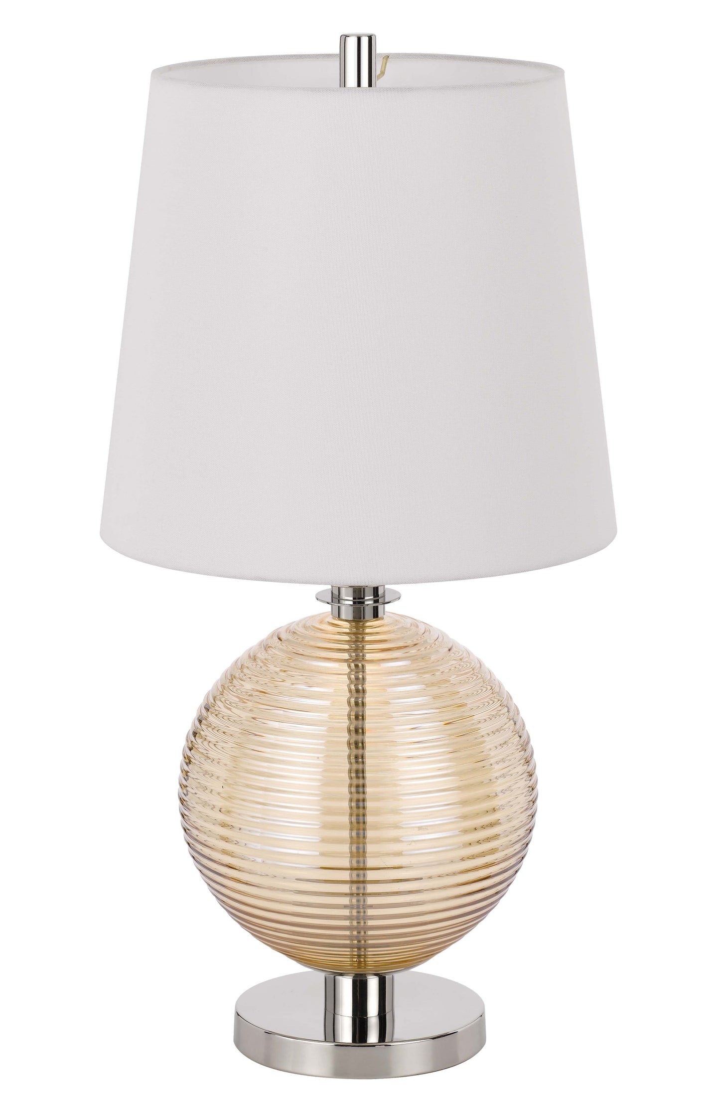 150W 3 Way Salisbury Glass Table Lamp With Hardback Fabric Shade