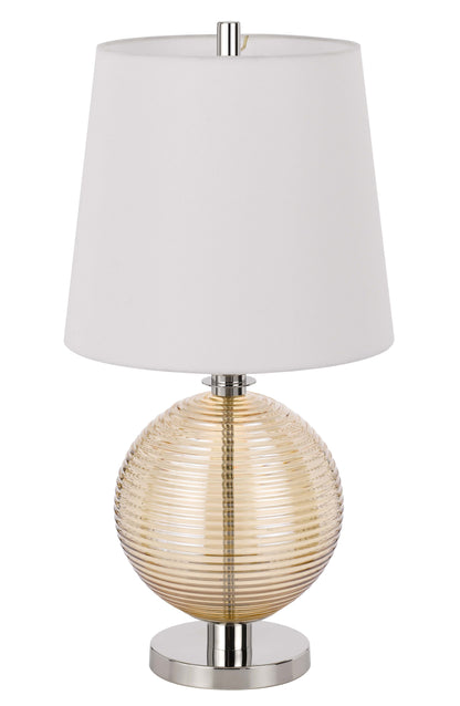 150W 3 Way Salisbury Glass Table Lamp With Hardback Fabric Shade