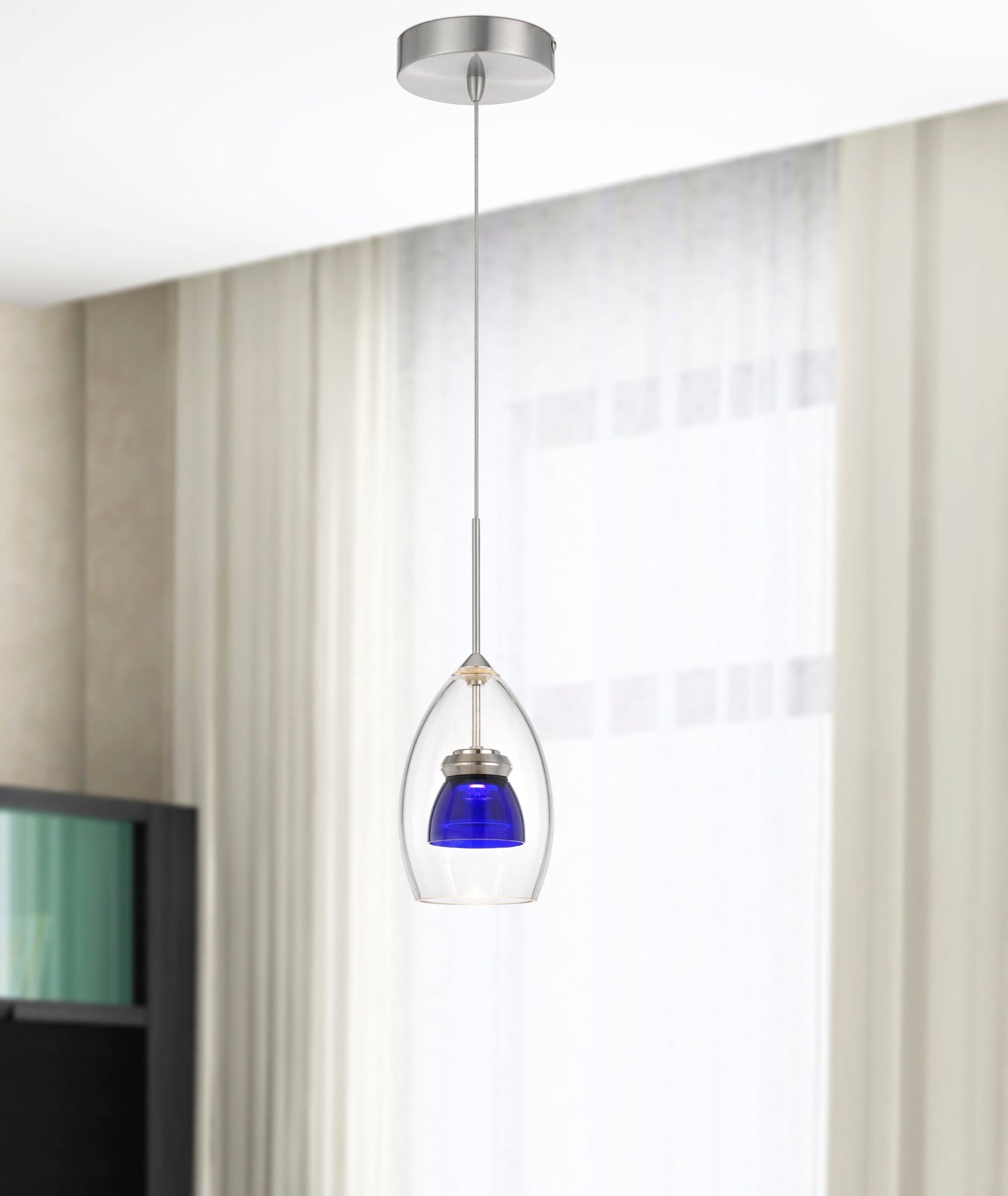 13" Height Metal and Glass Mini Pendant in Clear Y