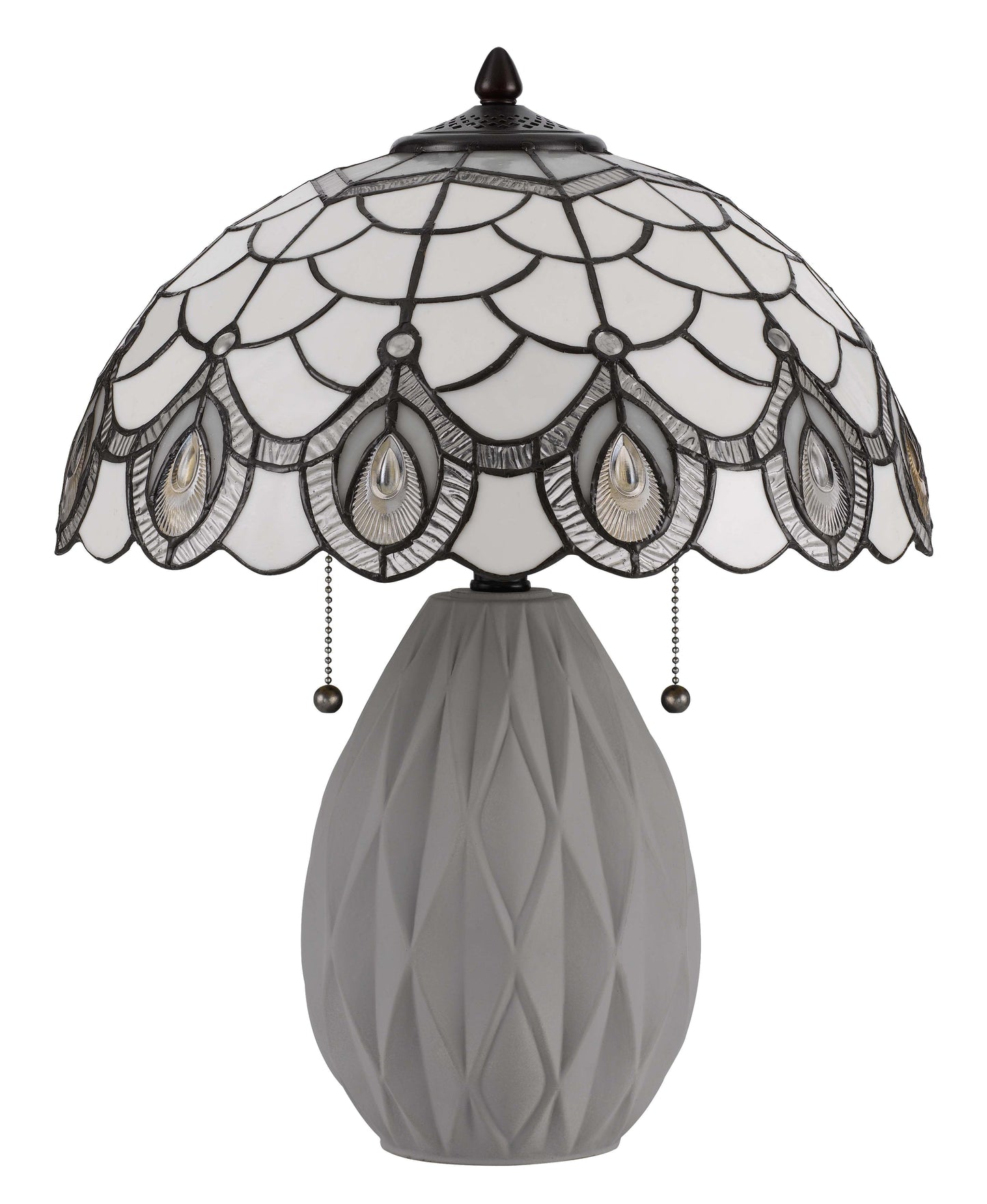 60W X 2 Tiffany Table Lamp With Pull Chain Switch And Resin Lamp Body