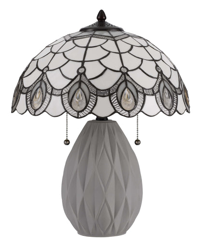 60W X 2 Tiffany Table Lamp With Pull Chain Switch And Resin Lamp Body