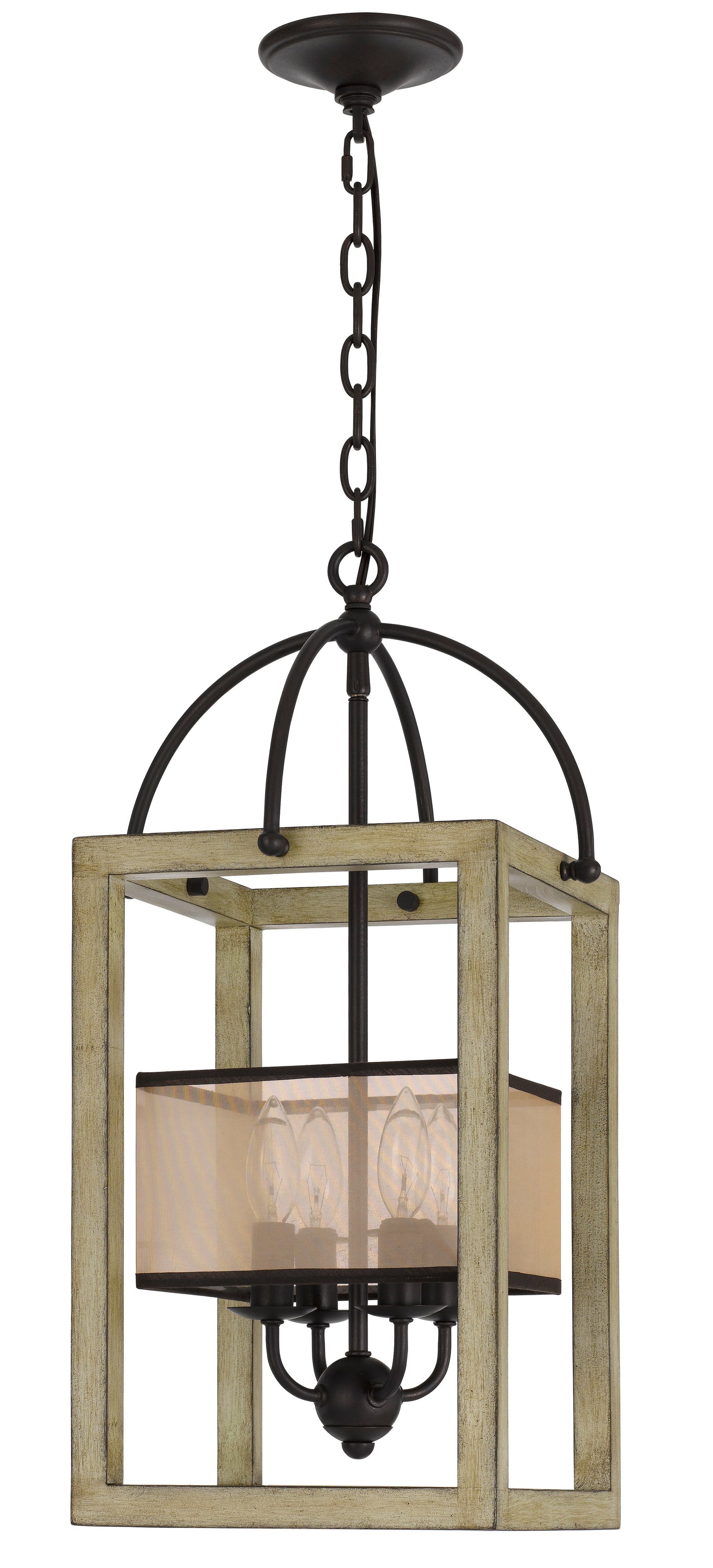 Palencia Rubber Wood Chandelier With Organza Shade