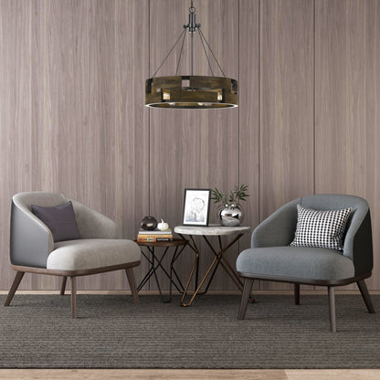 60W X 6 Bradford Metal And Wood Chandelier