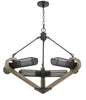 60W X 6 Baden Metal/Wood Chandelier With Mesh Shades (Edison Bulbs Are Not Included)