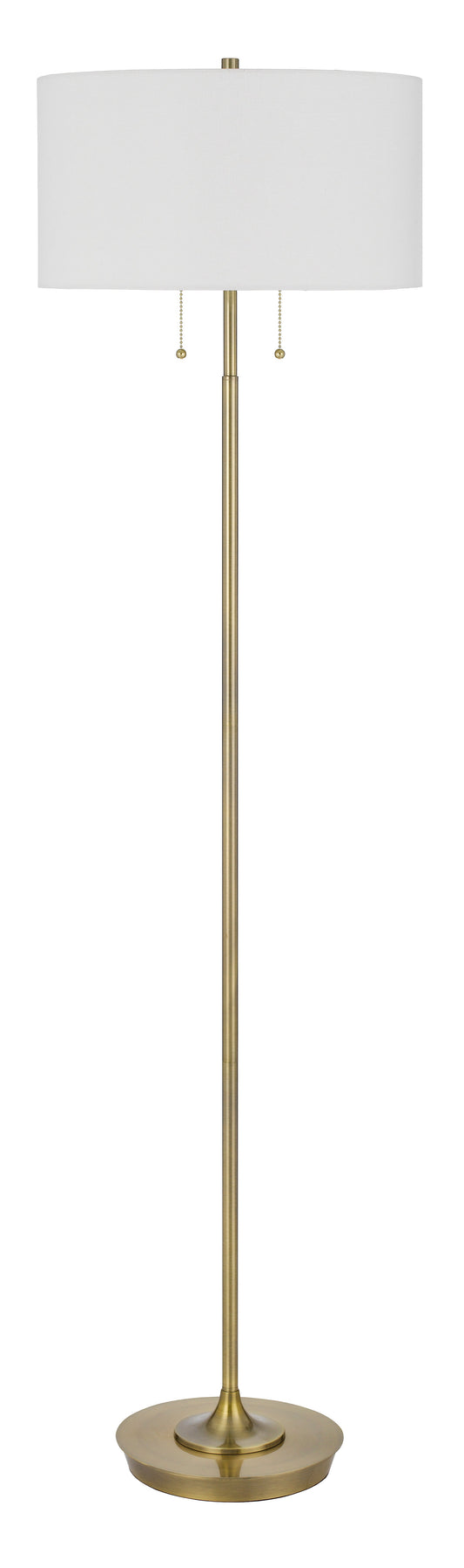 Kendal Metal Floor Lamp With Pull Chain Switch, Drum Fabric Shade