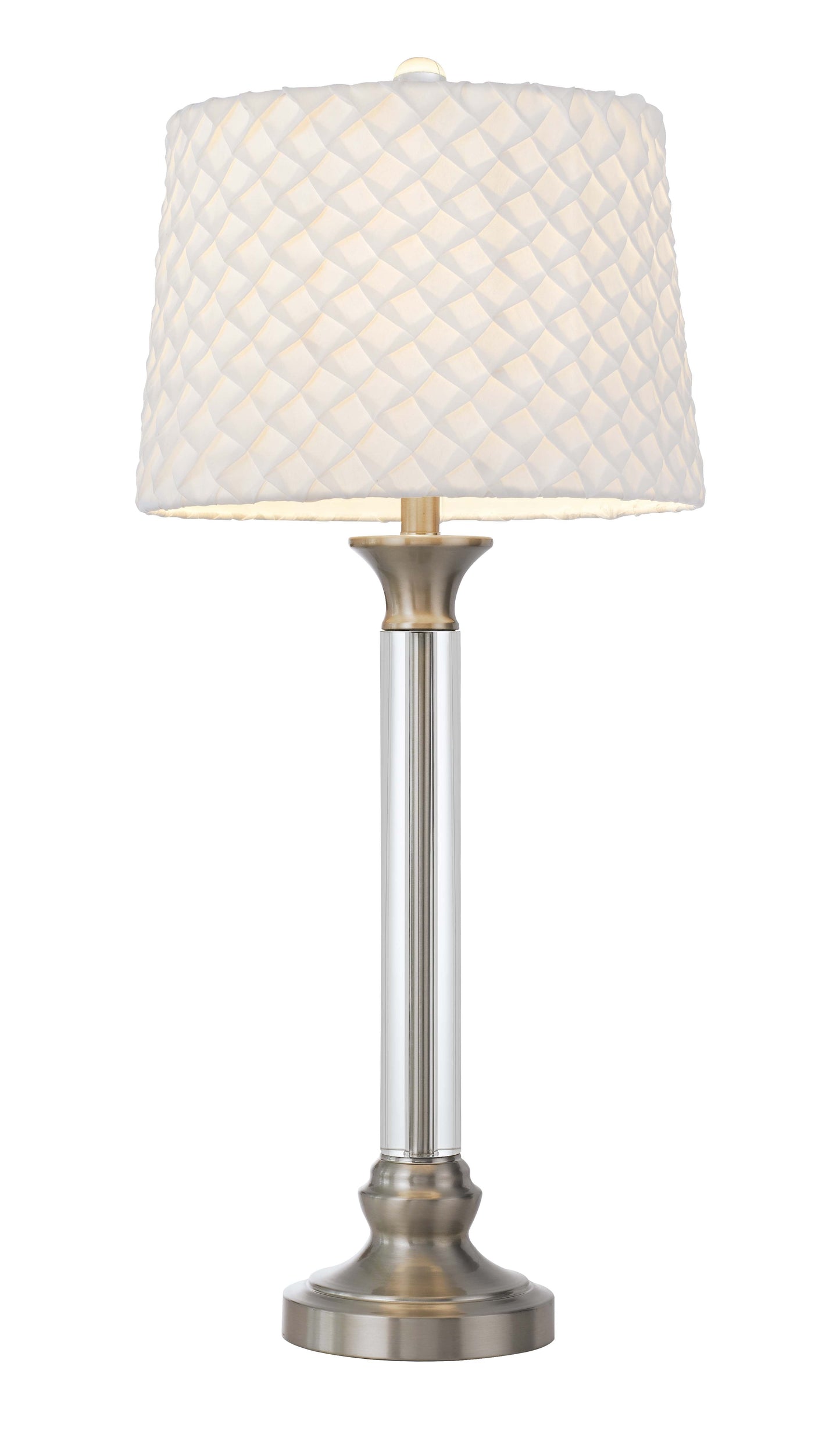 150W 3 Way Ruston Crystal/Metal Table Lamp With Pleated Hardback Shade