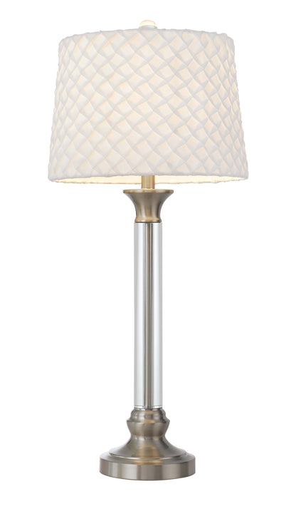 150W 3 Way Ruston Crystal/Metal Table Lamp With Pleated Hardback Shade