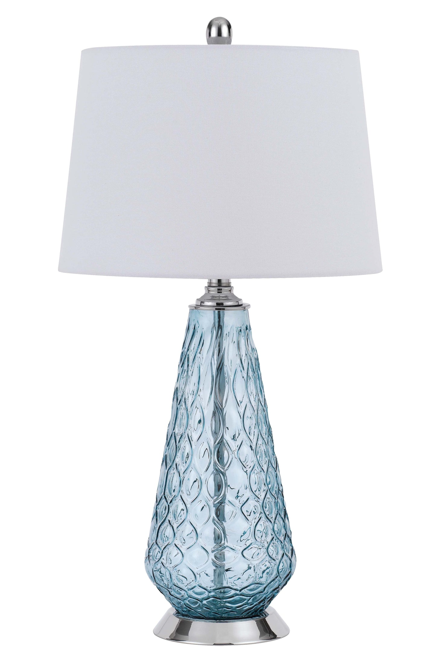 150W 3 Way Mayfield Glass Table Lamp With Hardback Taper Drum Fabric Shade