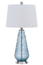 150W 3 Way Mayfield Glass Table Lamp With Hardback Taper Drum Fabric Shade