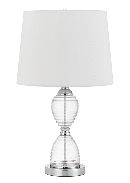 Eden Glass Table Lamp With Taper Drum Hardback Shade