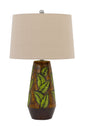 150W 3 Way Hanson Ceramic Table Lamp With Hardback Taper Linen Drum Shade