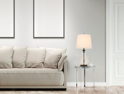 150W 3 Way Kittery Glass Table Lamp With Hardback Fabric Shade