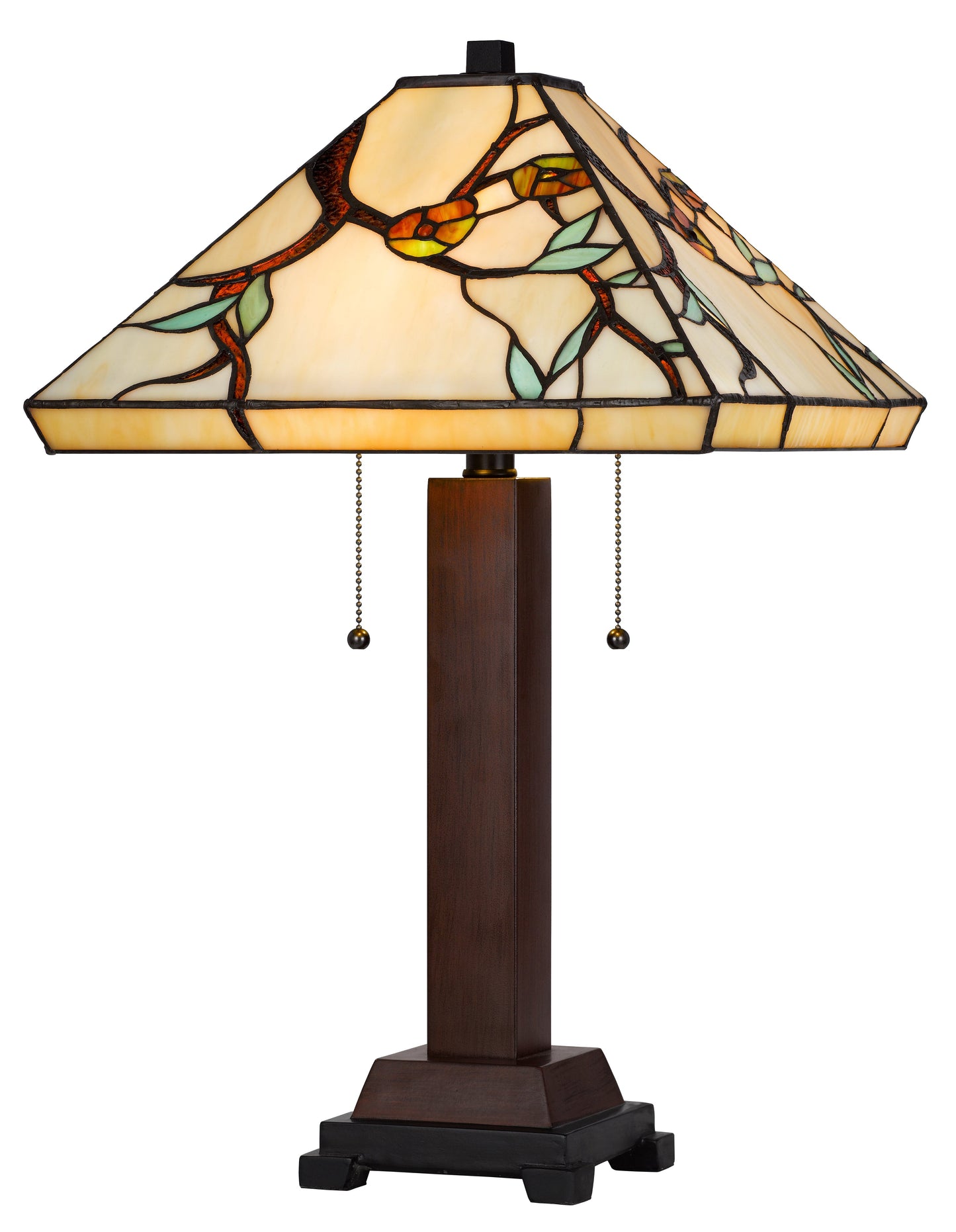 60W x 2 metal/resin Tiffany table lamp with pull chain switches