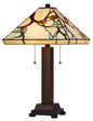 60W x 2 metal/resin Tiffany table lamp with pull chain switches