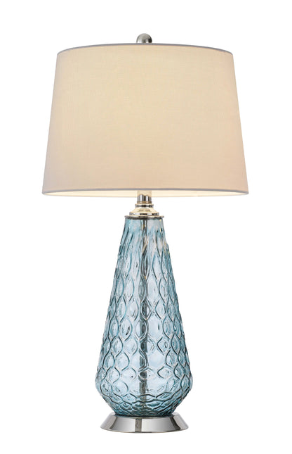 150W 3 Way Mayfield Glass Table Lamp With Hardback Taper Drum Fabric Shade