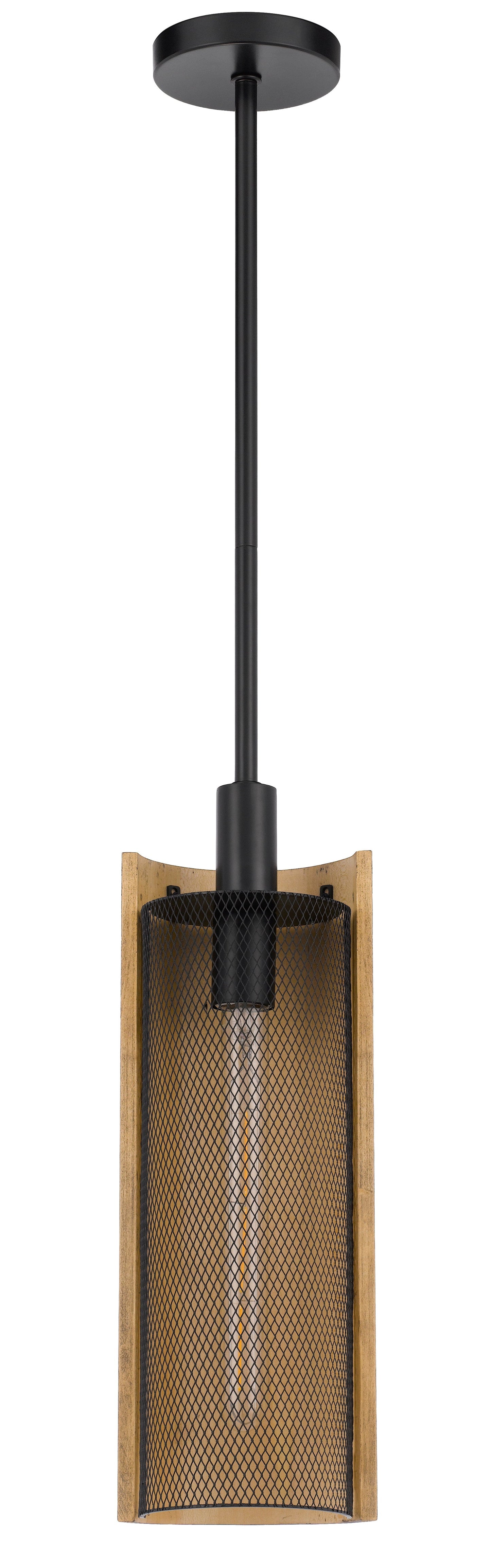 Wigan Robber Wood Drop Pendant With Mesh Shade