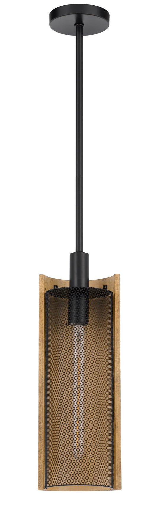 Wigan Robber Wood Drop Pendant With Mesh Shade