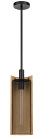Wigan Robber Wood Drop Pendant With Mesh Shade