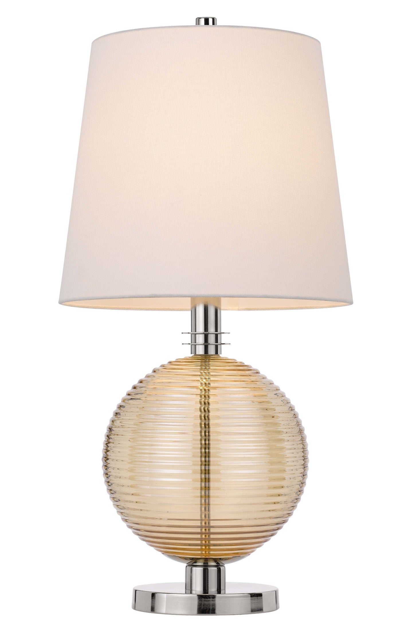 150W 3 Way Salisbury Glass Table Lamp With Hardback Fabric Shade