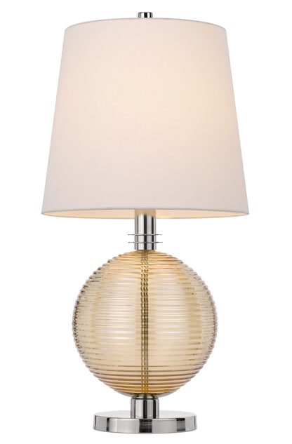 150W 3 Way Salisbury Glass Table Lamp With Hardback Fabric Shade