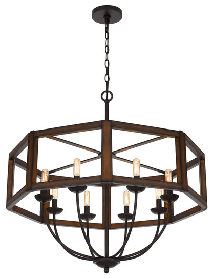 60W X 8 Renton Hexagon Rubber Wood / Metal Chandelier