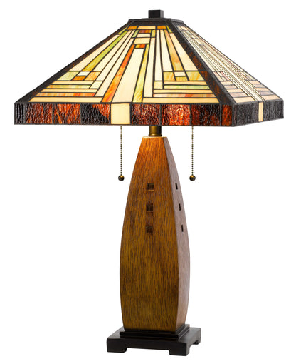 60W X 2 Tiffany Table Lamp With Pull Chain Switch With Resin Lamp Body