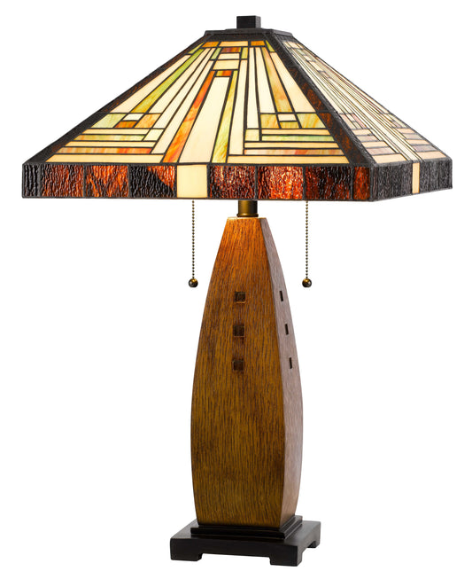 60W X 2 Tiffany Table Lamp With Pull Chain Switch With Resin Lamp Body