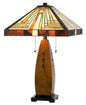 60W X 2 Tiffany Table Lamp With Pull Chain Switch With Resin Lamp Body