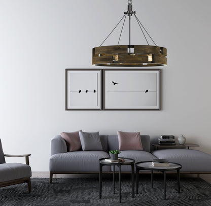 60W X 9 Bradford Metal And Wood Chandelier